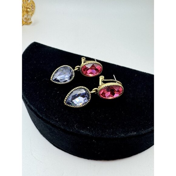 Heidi Daus Signature Style Crystal Drop Earrings Pierced With Omega Back - Picture 7 of 8